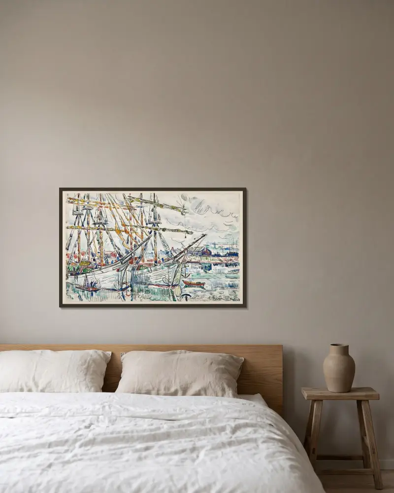 Saint-Malo. les terre-neuviers av Paul Signac inramad på en vägg