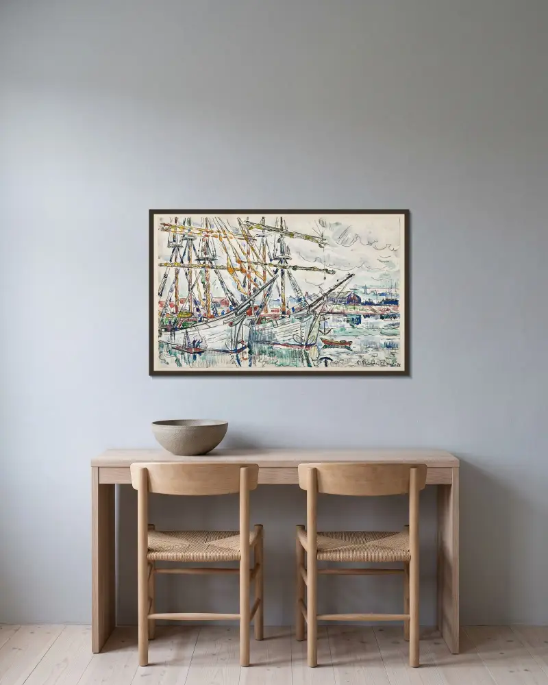 Saint-Malo. les terre-neuviers av Paul Signac inramad på en vägg