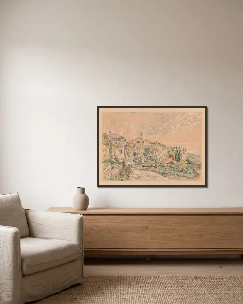 Saint-Paul-de-Vence von Paul Signac gerahmt an einer Wand