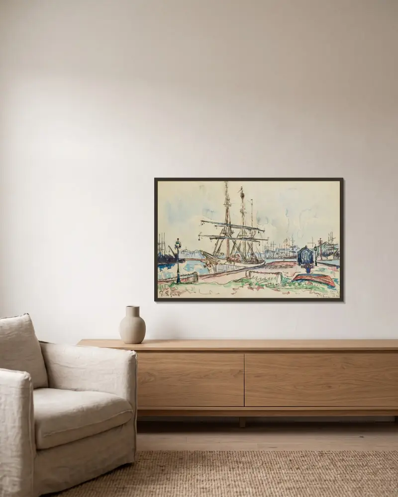 Saint-Servan. Le Pourquoi Pas av Paul Signac inramad på en vägg