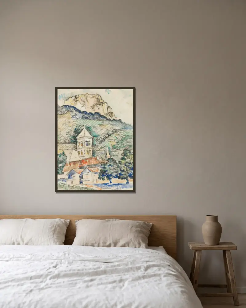 Sallanches, La dent de Warens av Paul Signac inramad på en vägg