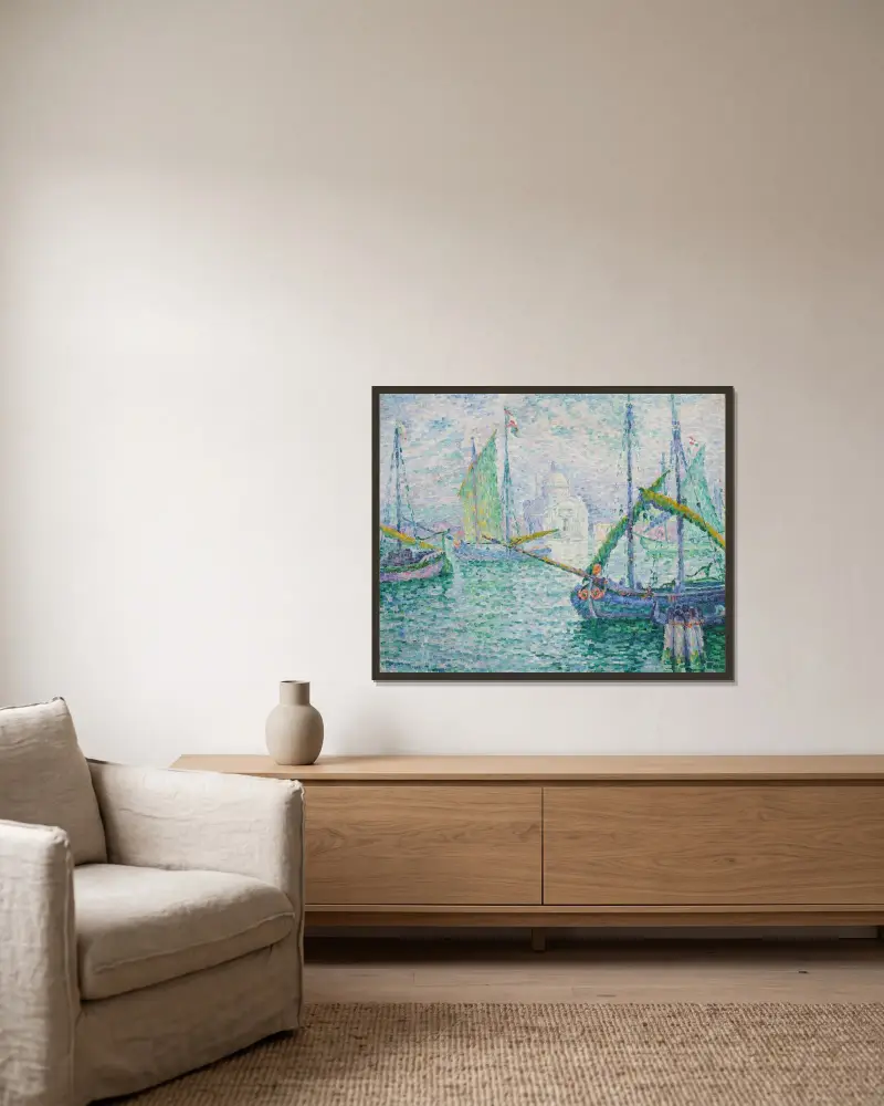 Venise. Le Rédempteur av Paul Signac inramad på en vägg