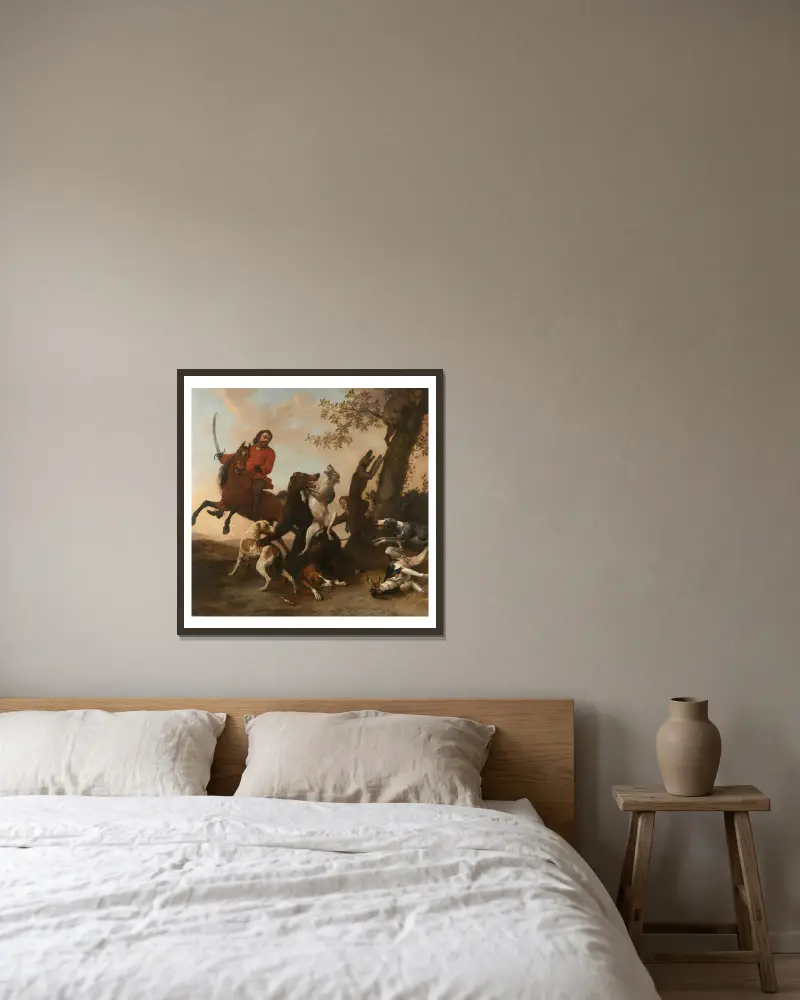 Bärenjagd von Paulus Potter gerahmt an einer Wand