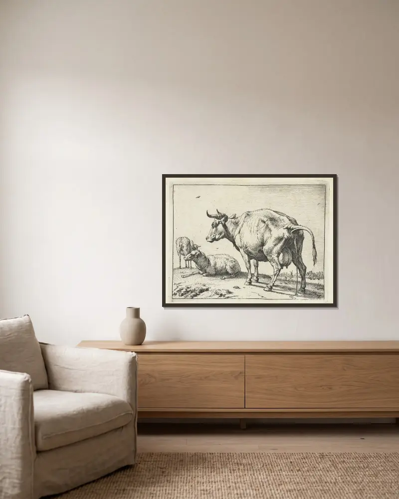 Ko, která močí, Paulus Potter v rámu na stěně