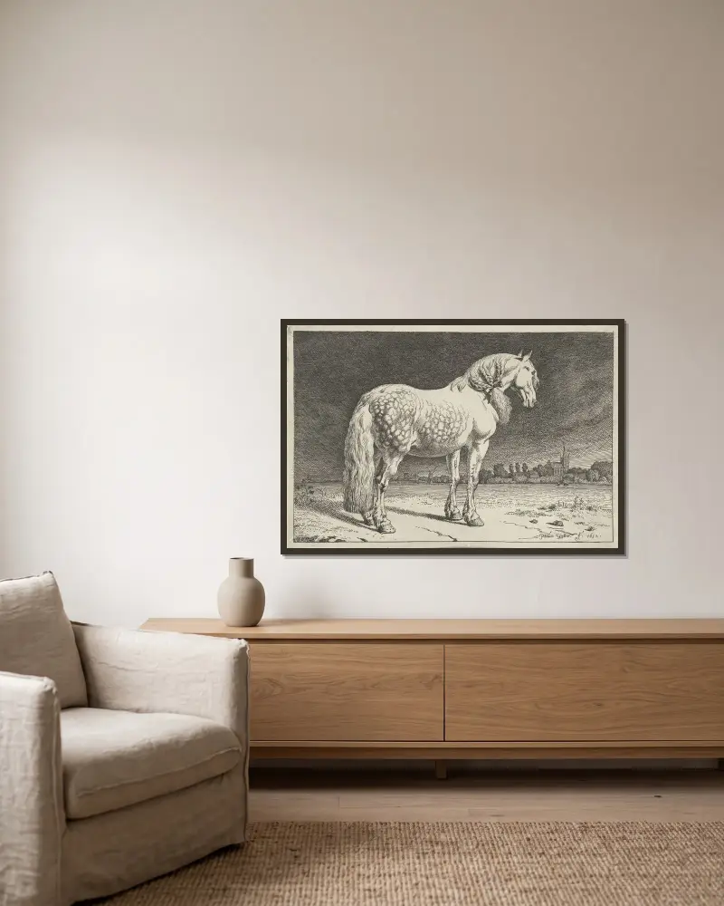 Das Friesische Pferd von Paulus Potter gerahmt an einer Wand