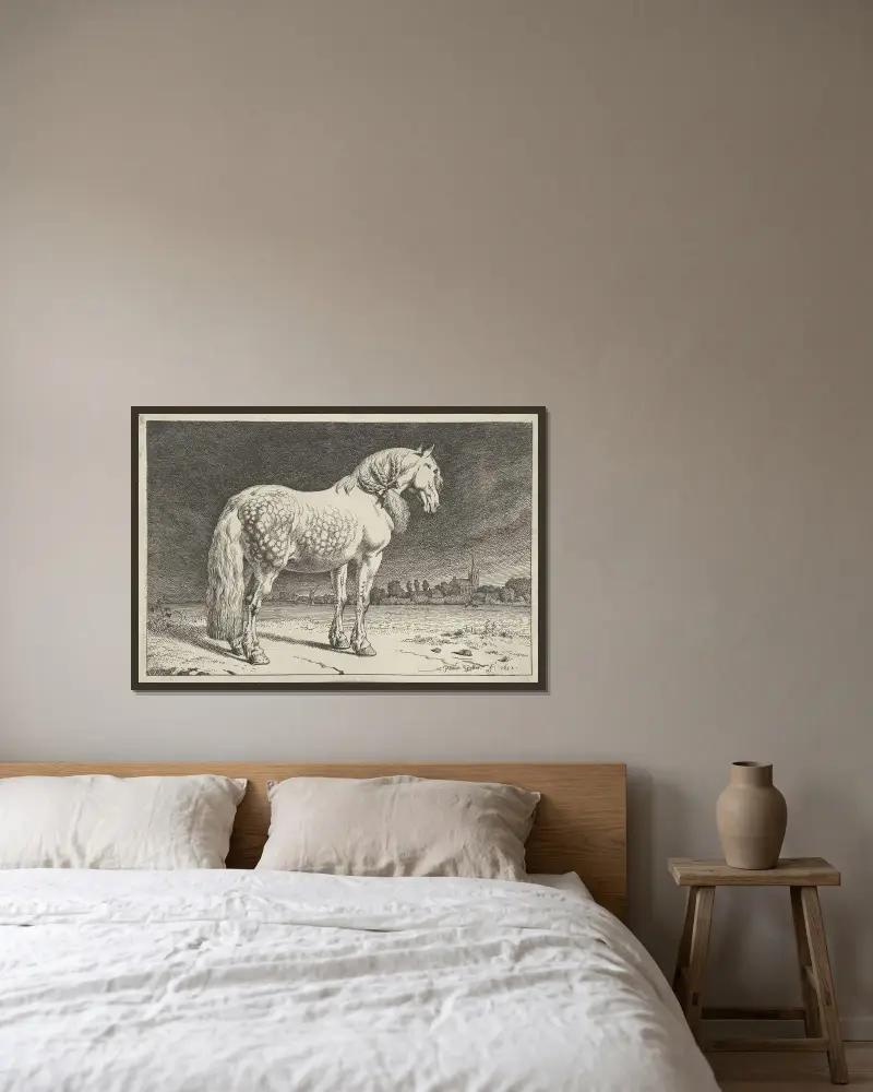 Das Friesische Pferd von Paulus Potter gerahmt an einer Wand