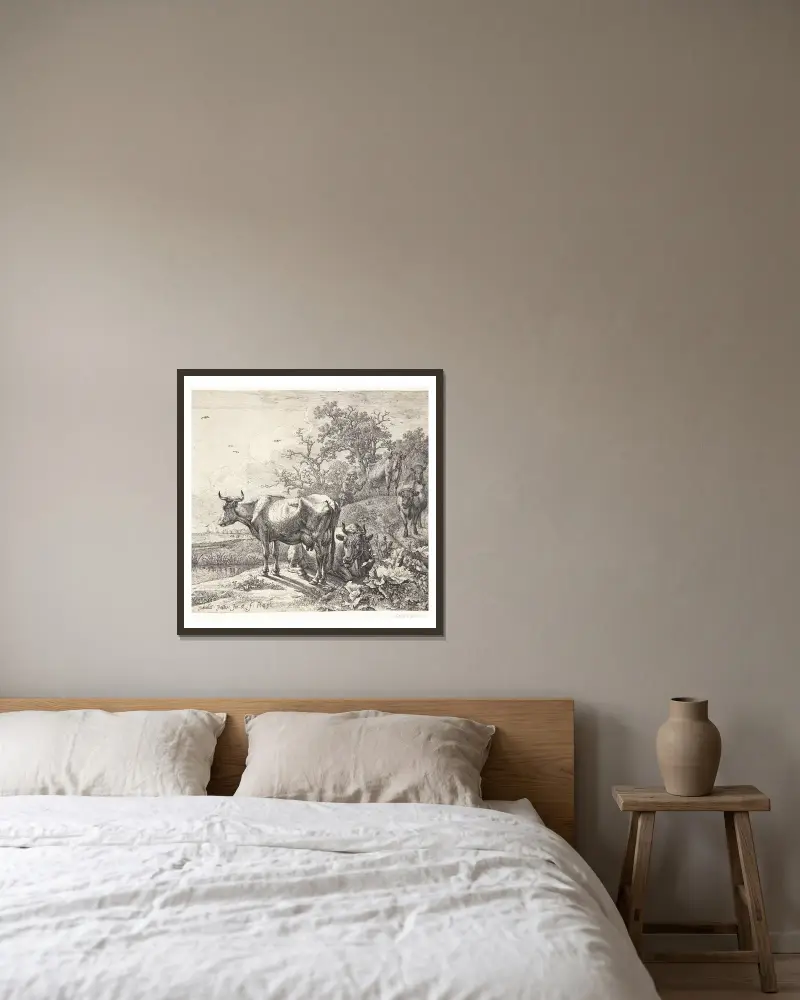 Die Kuhherde, 1649 von Paulus Potter gerahmt an einer Wand