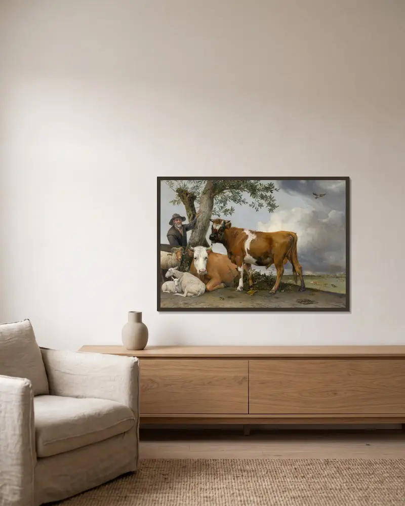Der Bulle von Paulus Potter gerahmt an einer Wand