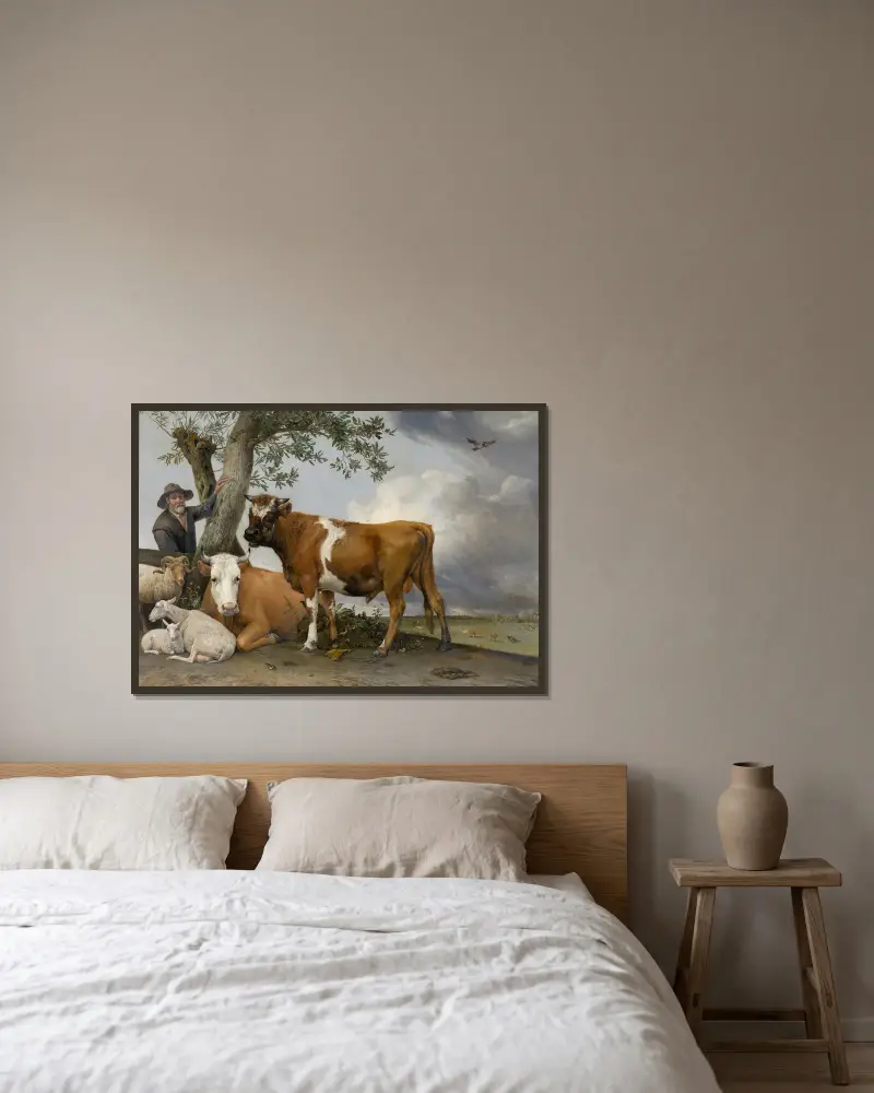 Der Bulle von Paulus Potter gerahmt an einer Wand