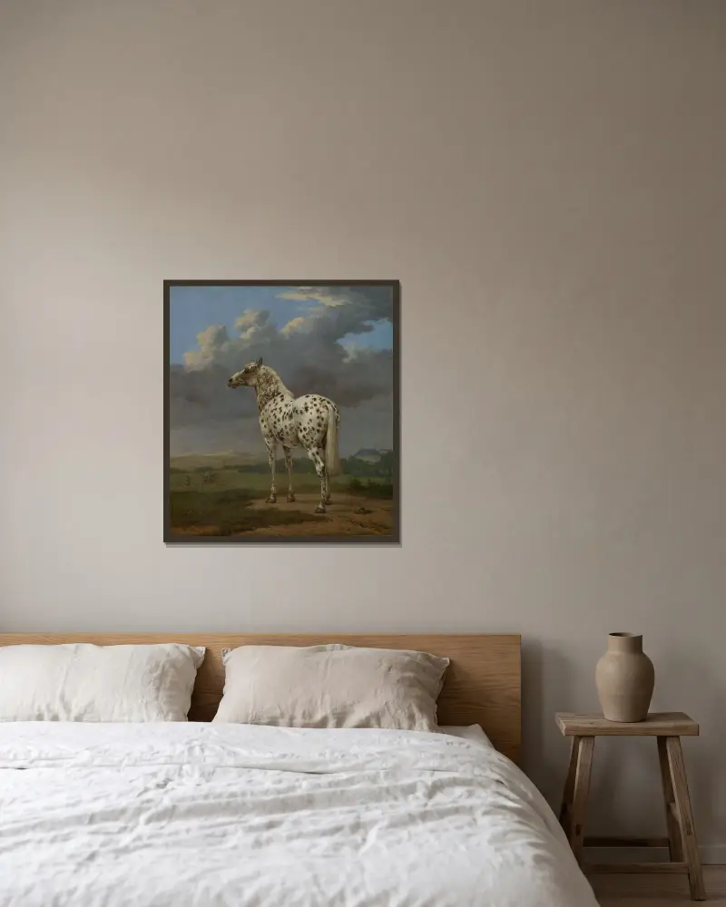 Das scheckige Pferd von Paulus Potter gerahmt an einer Wand