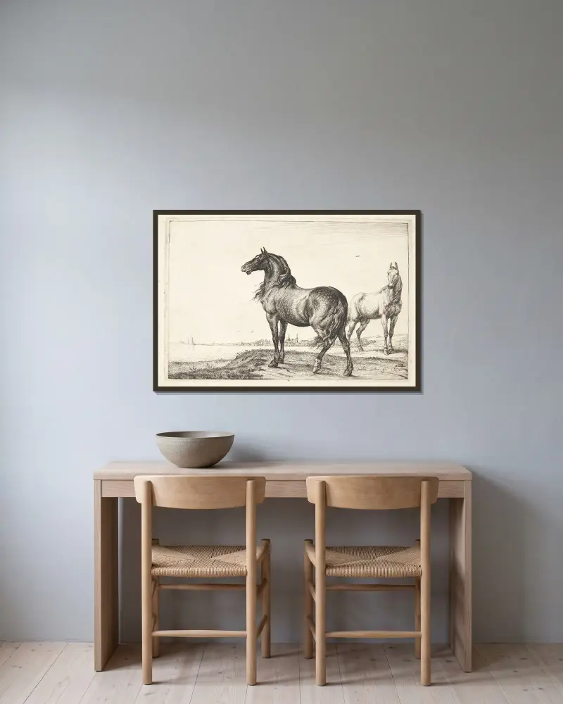Wieherndes Pferd, 1652 – Nr. 2 von Paulus Potter gerahmt an einer Wand