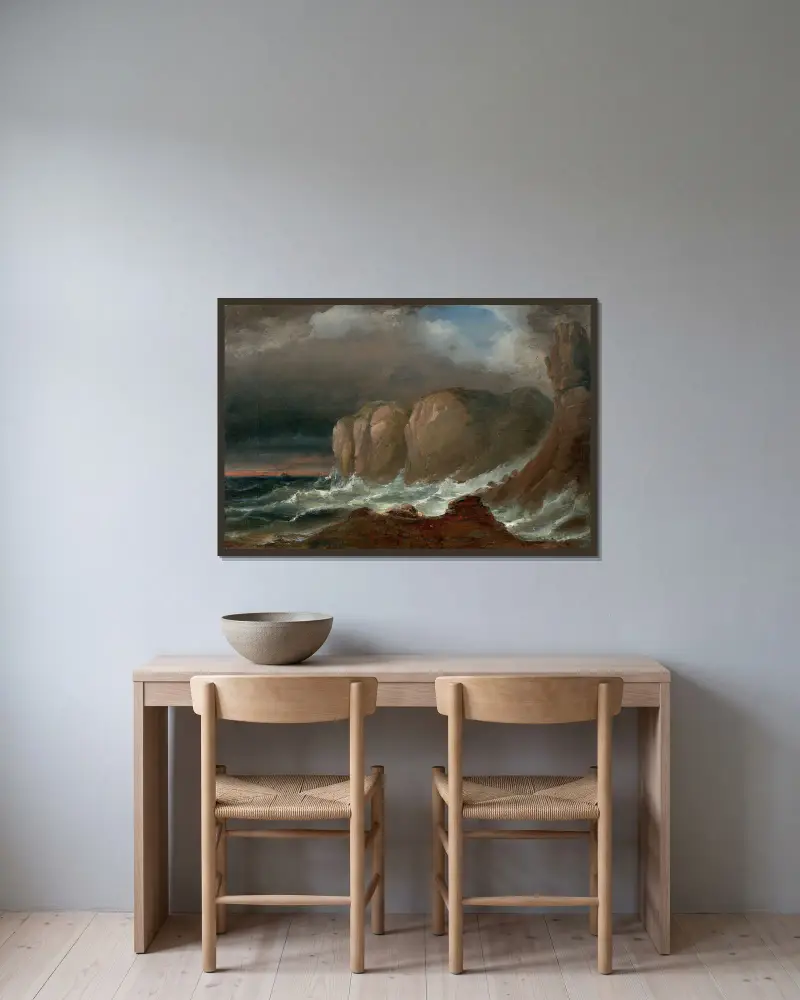 Cliffs by the Coast of Northern Norway av Peder Balke inramad på en vägg