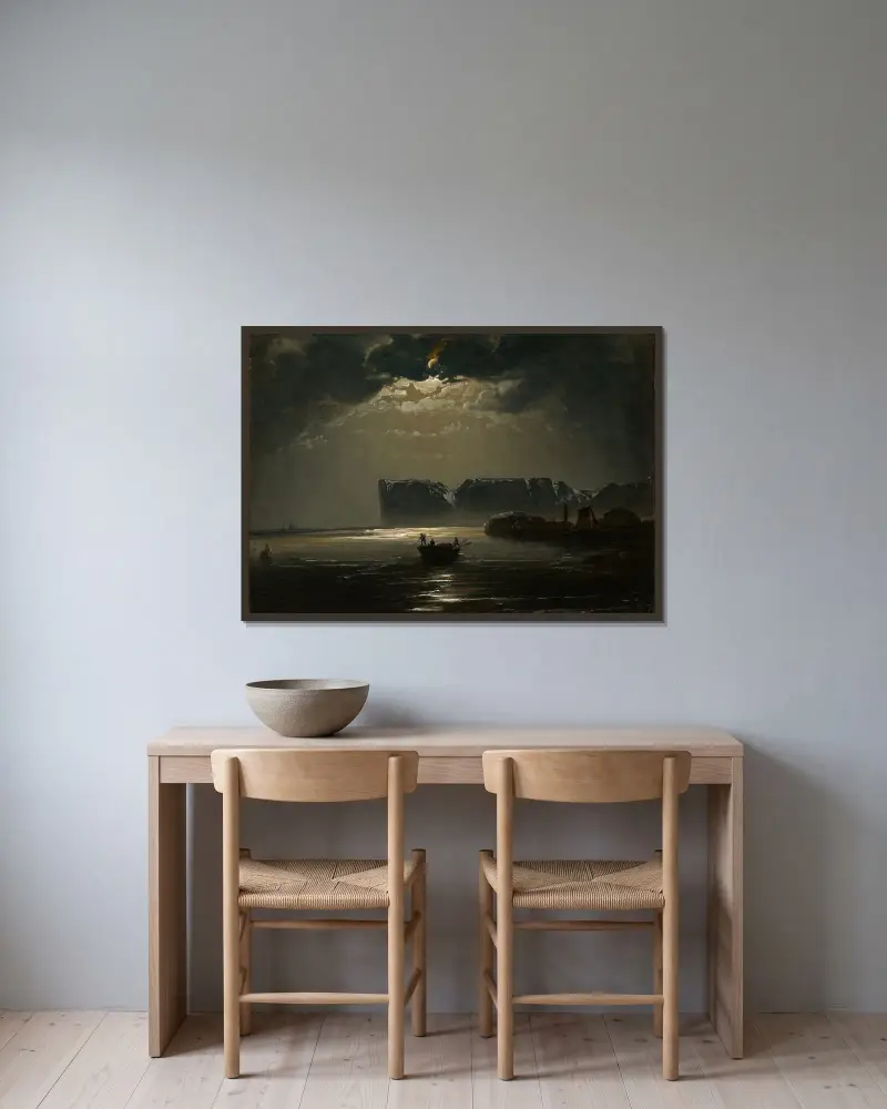 The North Cape by Moonlight av Peder Balke inramad på en vägg