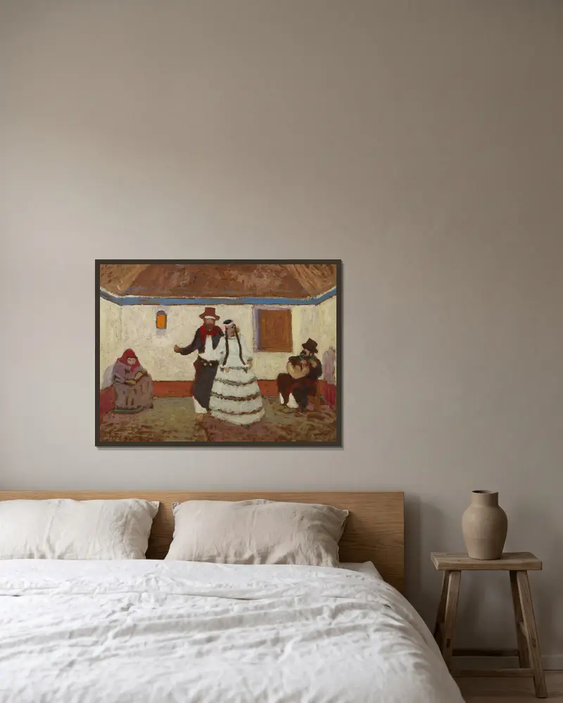 Tanz auf einer Ranch von Pedro Figari gerahmt an einer Wand