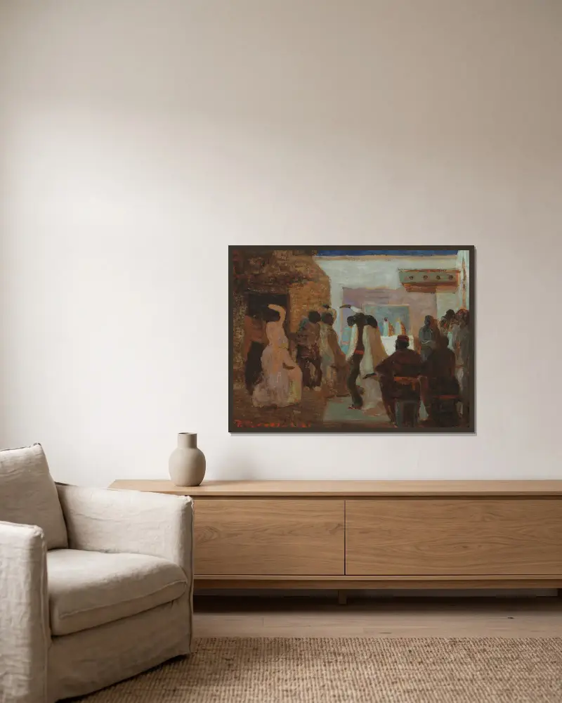 Candombe o Candombe bajo la luna av Pedro Figari inramad på en vägg