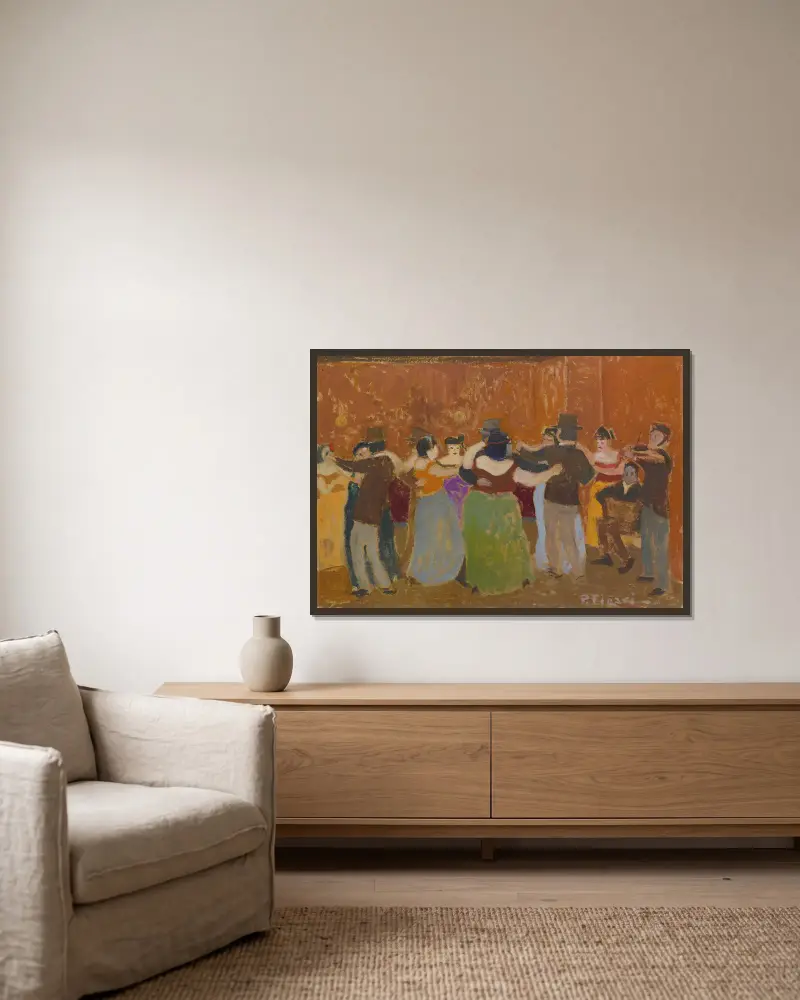 El Tango, Kabarett von Pedro Figari gerahmt an einer Wand