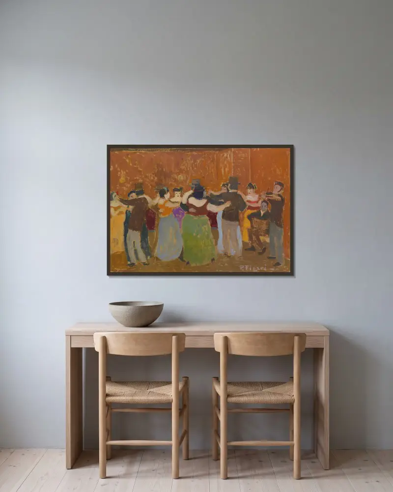 El Tango, Kabarett von Pedro Figari gerahmt an einer Wand