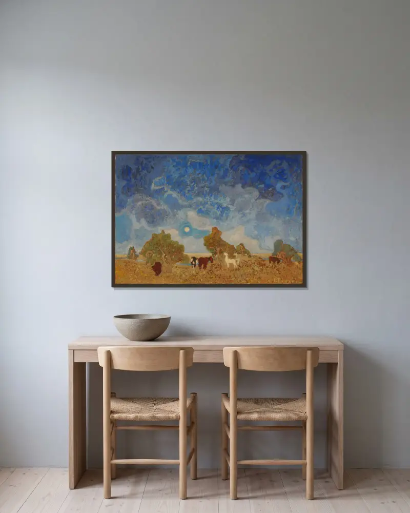 Pampa(von 1880 bis 1938) von Pedro Figari gerahmt an einer Wand