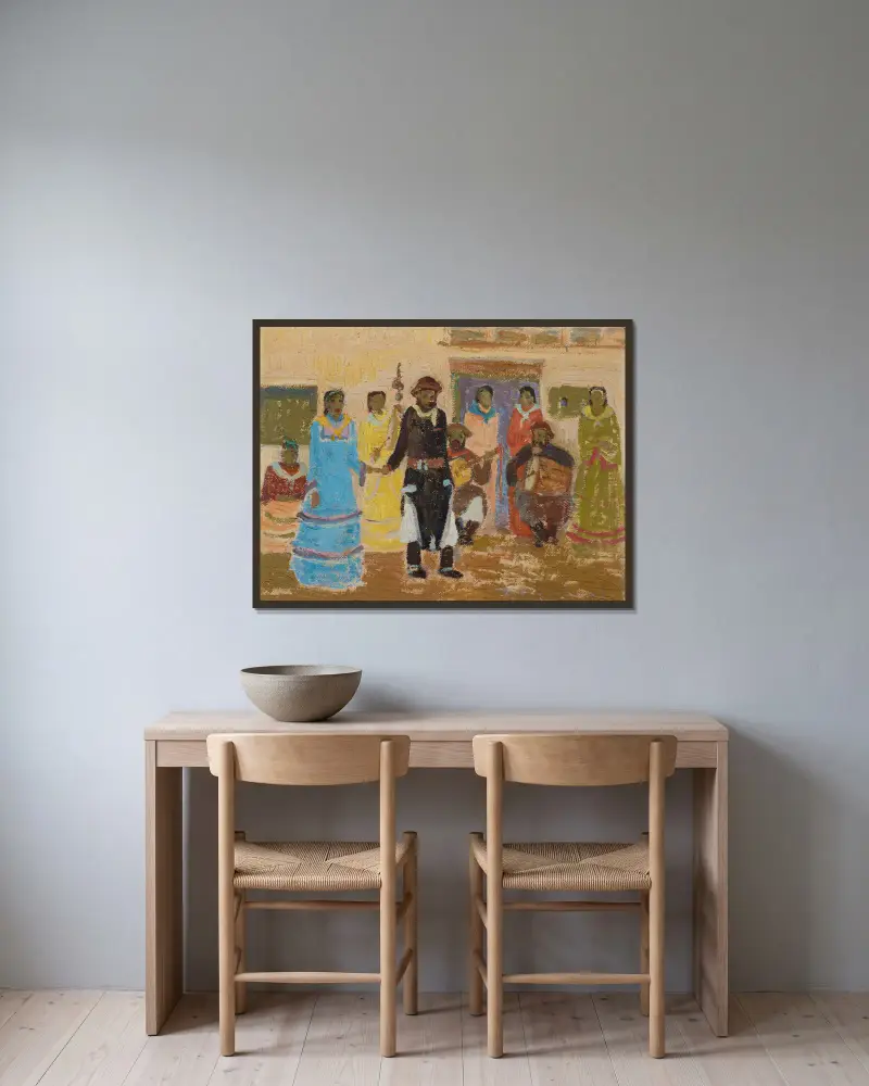 Tanec na dvorku, Pedro Figari v rámu na stěně