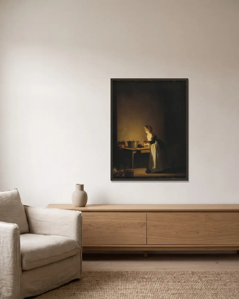 Küchenszene von Pehr Hilleström gerahmt an einer Wand