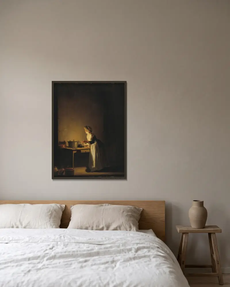 Küchenszene von Pehr Hilleström gerahmt an einer Wand