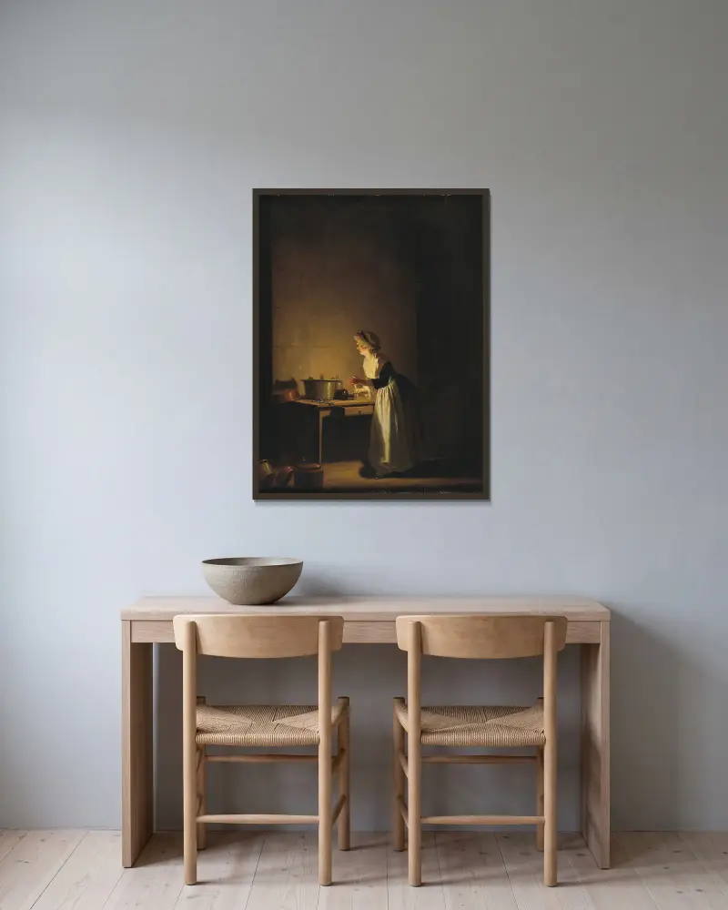 Küchenszene von Pehr Hilleström gerahmt an einer Wand