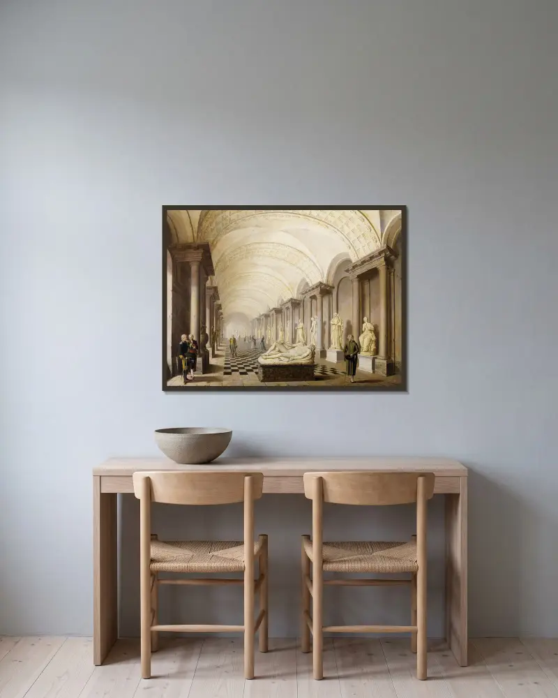 Musesalen i Kungliga museet på Kungliga slottet, Stockholm av Pehr Hilleström inramad på en vägg