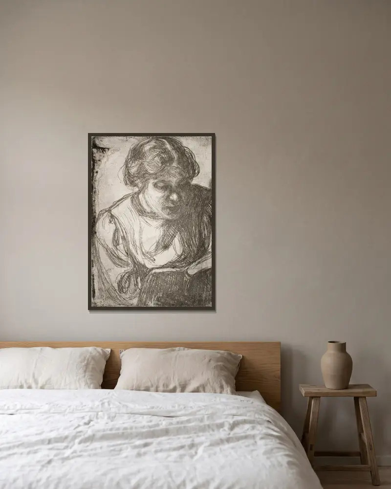 Girl Reading (Hilda Tamminen) von Pekka Halonen gerahmt an einer Wand