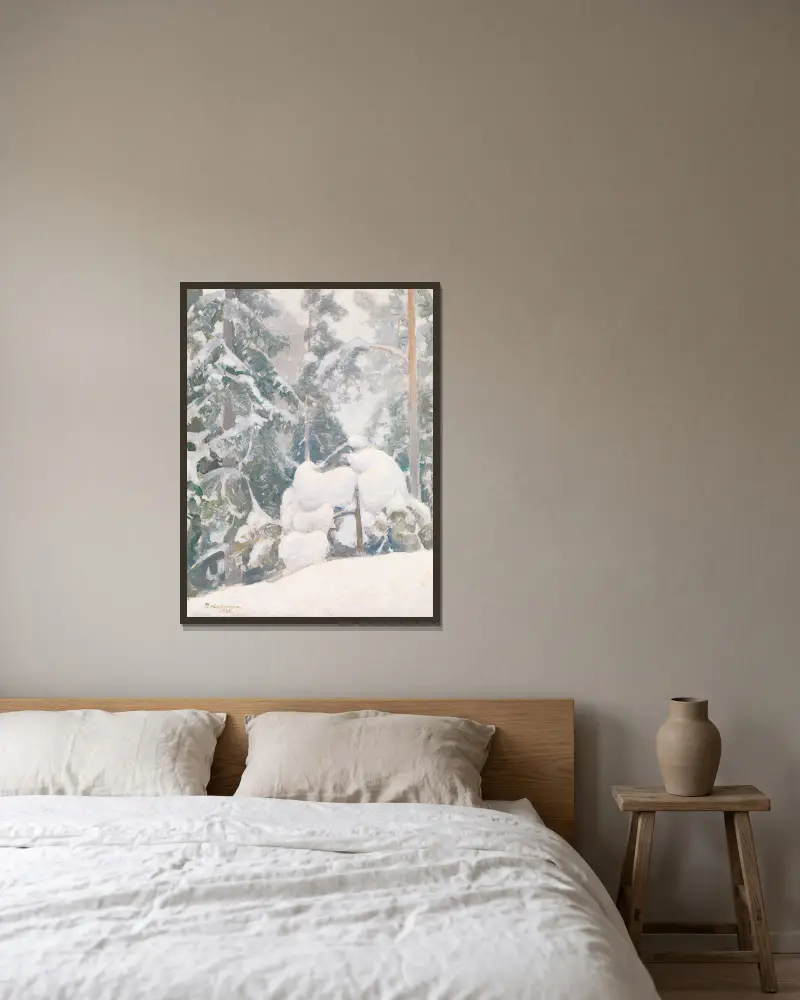 Winterlandschaft von Pekka Halonen gerahmt an einer Wand