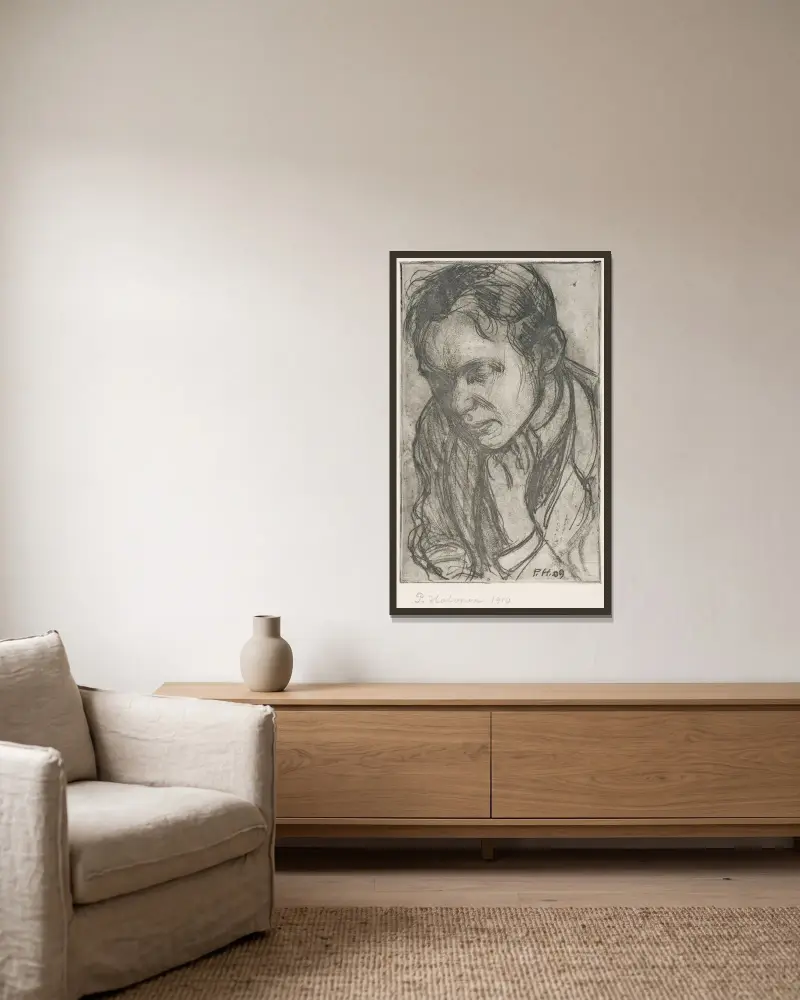 Young Man Deep in Thought von Pekka Halonen gerahmt an einer Wand