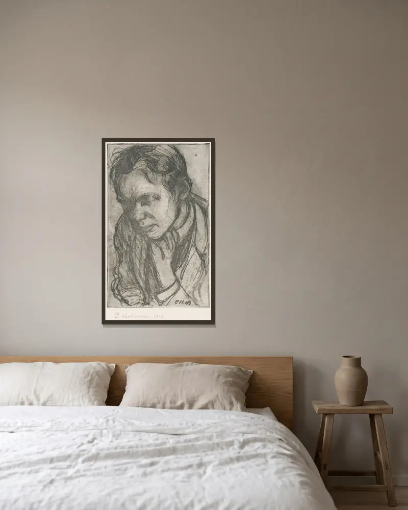 Young Man Deep in Thought von Pekka Halonen gerahmt an einer Wand