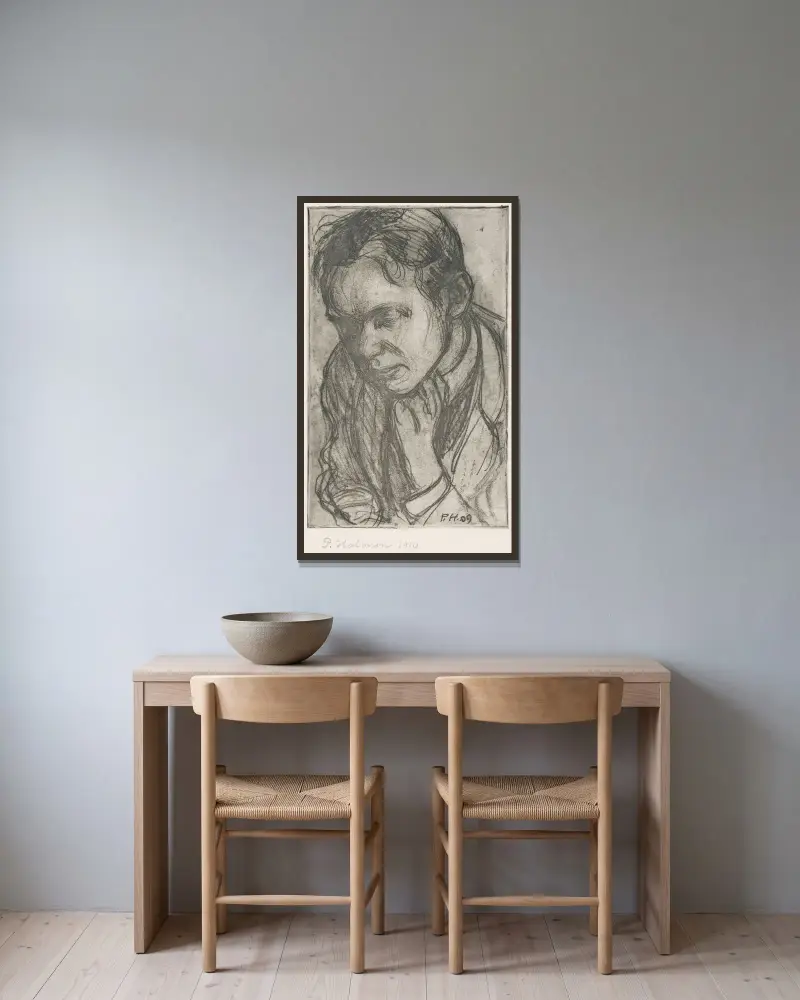 Young Man Deep in Thought von Pekka Halonen gerahmt an einer Wand