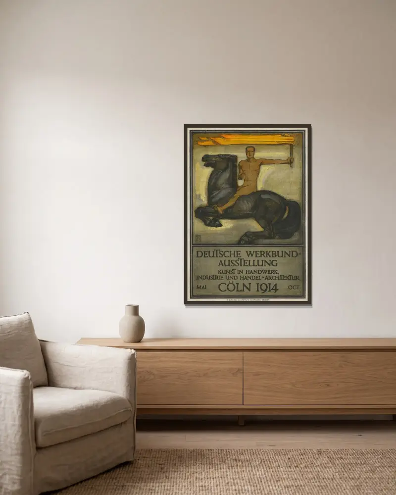 Deutsche Werkbund-Ausstellung Cöln 1914 av Peter Behrens inramad på en vägg