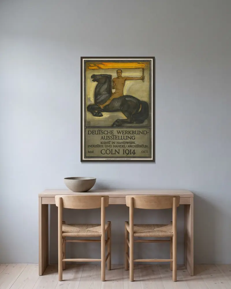 Deutsche Werkbund-Ausstellung Cöln 1914 av Peter Behrens inramad på en vägg