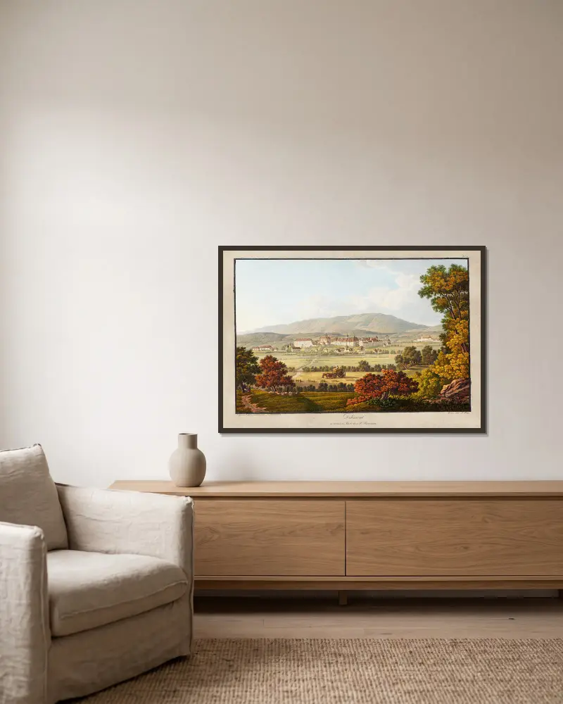 Delémont von Peter Birmann gerahmt an einer Wand
