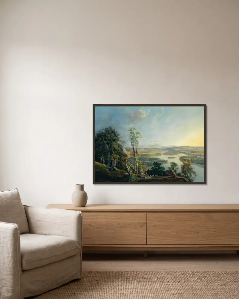 Landscape of the Rhine near the Isteinerklotz av Peter Birmann inramad på en vägg