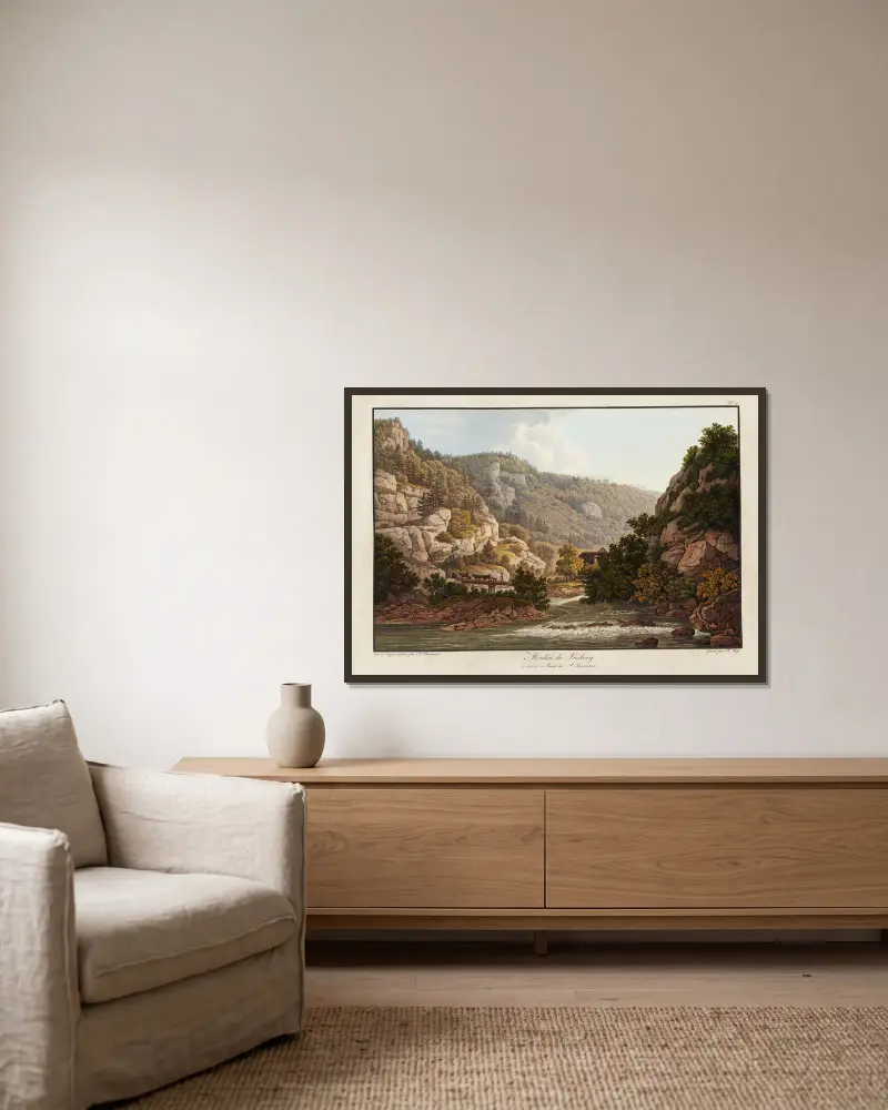 Moulin de Liesberg von Peter Birmann gerahmt an einer Wand