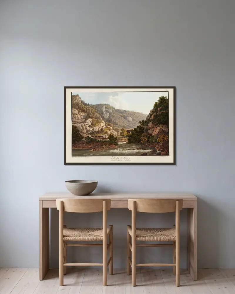 Moulin de Liesberg von Peter Birmann gerahmt an einer Wand