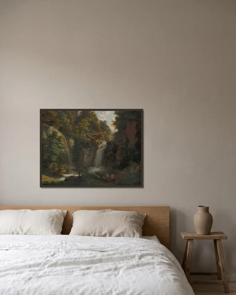 The Giessen near Zeglingen with Two Satyrs Playing the Panflute av Peter Birmann inramad på en vägg