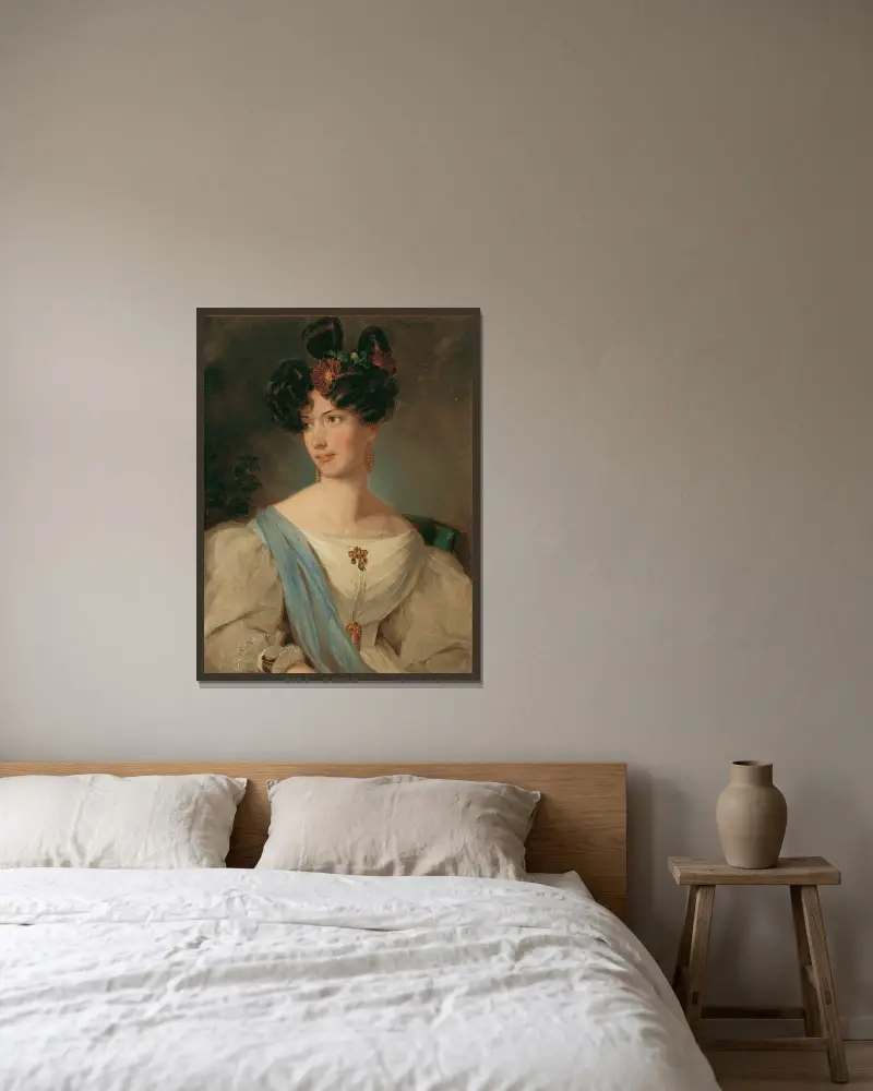 Damenporträt von Peter Fendi gerahmt an einer Wand