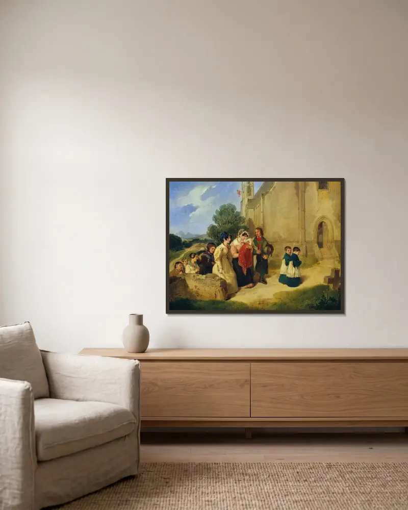 Der Taufgang von Peter Fendi gerahmt an einer Wand