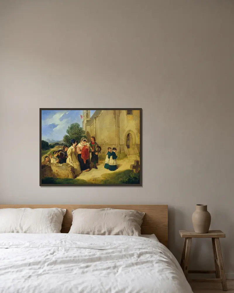 Der Taufgang von Peter Fendi gerahmt an einer Wand