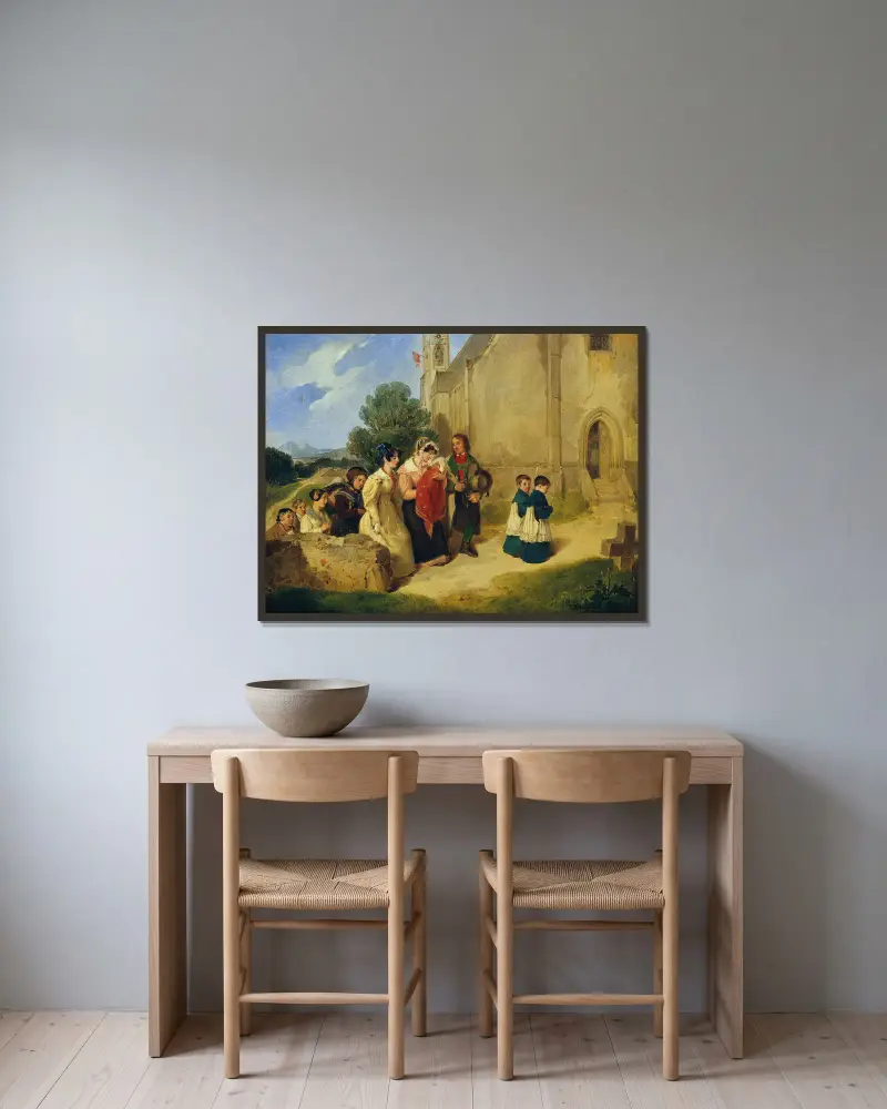 Der Taufgang von Peter Fendi gerahmt an einer Wand