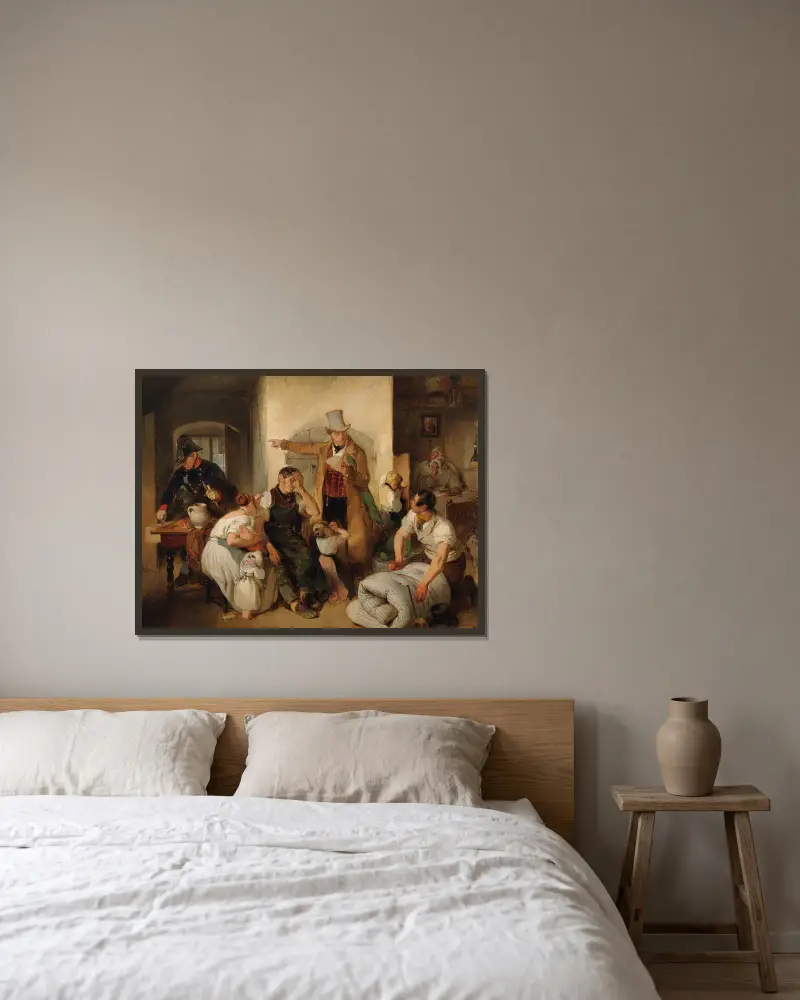 Die Pfändung von Peter Fendi gerahmt an einer Wand