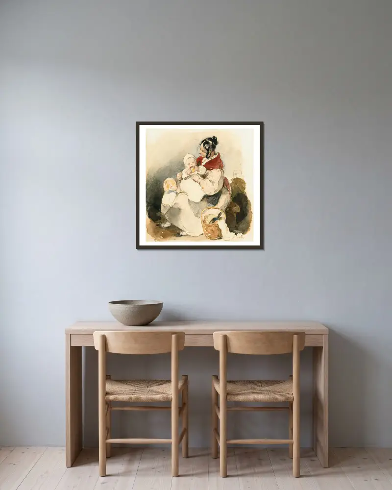 Mutterstolz von Peter Fendi gerahmt an einer Wand
