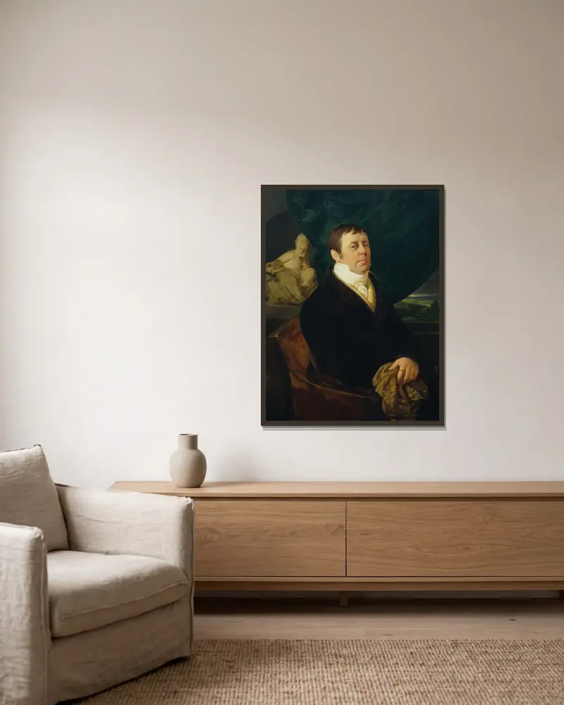Porträt eines Arztes von Peter Fendi gerahmt an einer Wand