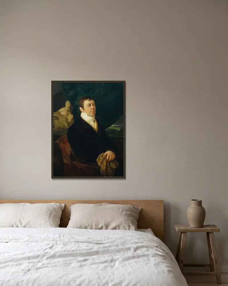 Porträt eines Arztes von Peter Fendi gerahmt an einer Wand