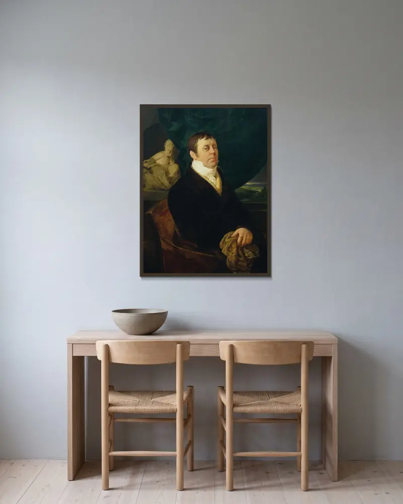 Porträt eines Arztes von Peter Fendi gerahmt an einer Wand