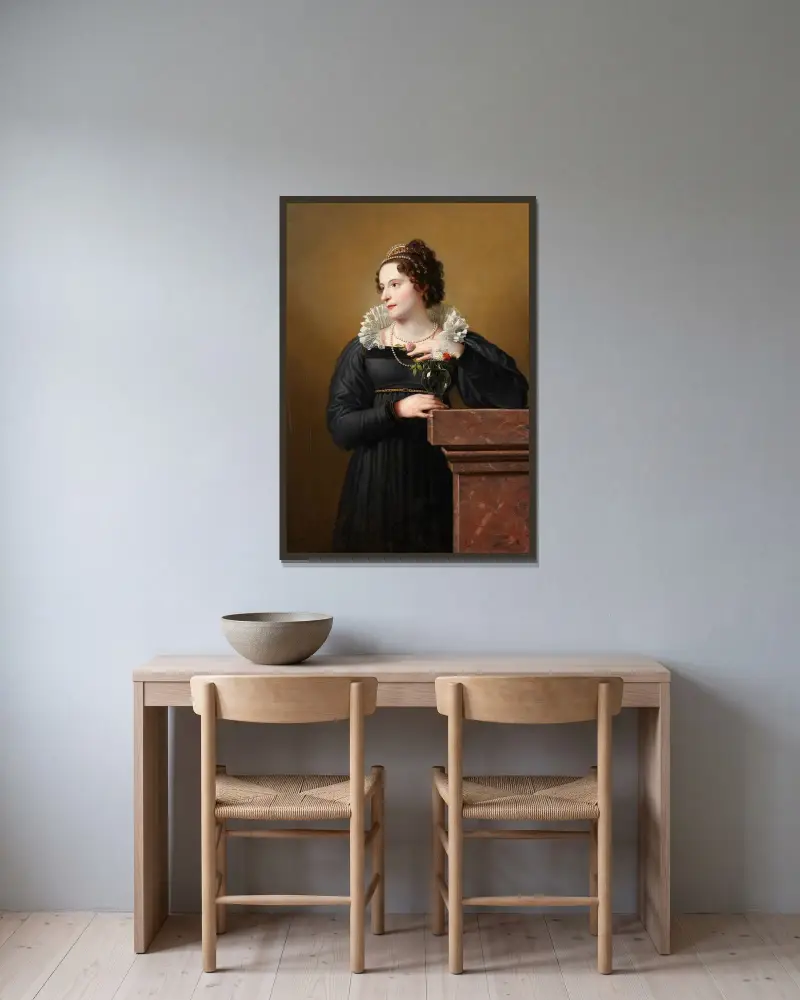 Porträtt av Florentina Troclet-Fautz av Johann Peter Krafft inramad på en vägg