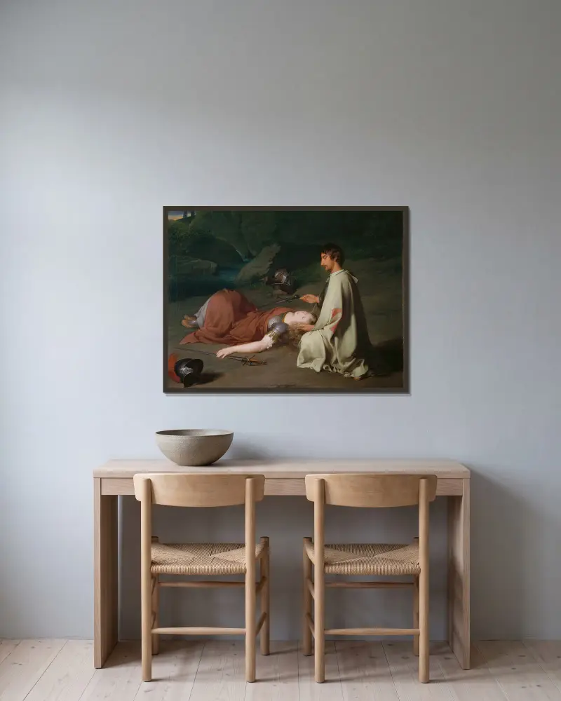 Chlorindens Taufe von Johann Peter Krafft gerahmt an einer Wand